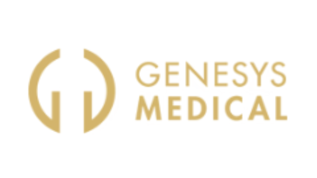 Logo von Genesys Medical in Gold auf hellem Hintergrund.